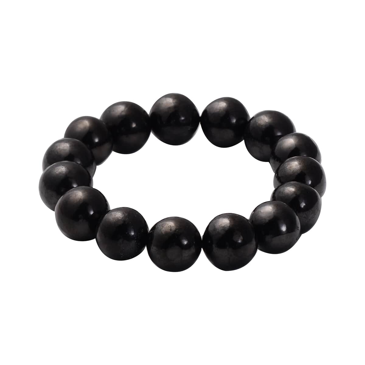 Shungite 13-15mm 247.50 ctw Beaded Stretch Bracelet image number 2