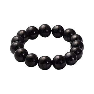 Shungite 13-15mm 247.50 ctw Beaded Stretch Bracelet