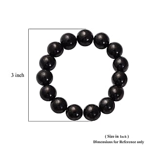 Shungite 13-15mm 247.50 ctw Beaded Stretch Bracelet