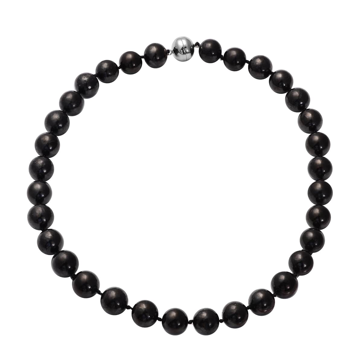Shungite 13-15mm Beaded Necklace 20 Inches in Rhodium Over Sterling Silver 552.50 ctw image number 0