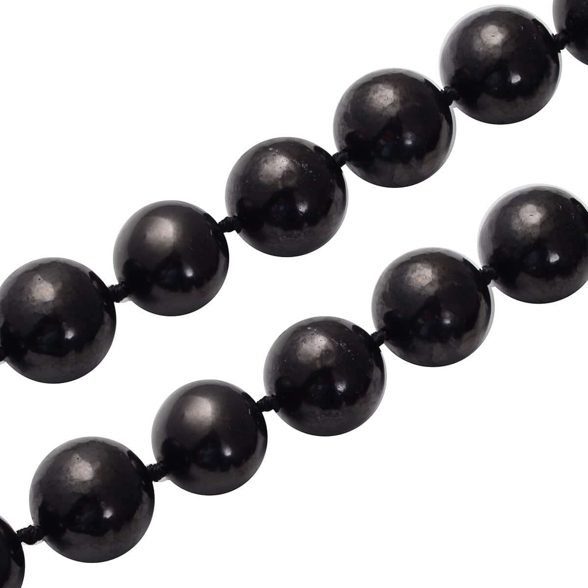 Shungite 13-15mm Beaded Necklace 20 Inches in Rhodium Over Sterling Silver 552.50 ctw image number 2