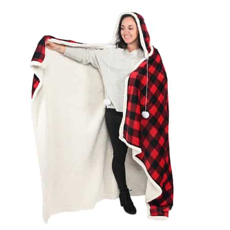 Homesmart Polyester and Sherpa Hoodie Blanket with Pom Pom image number 1