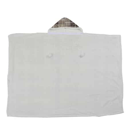 Homesmart Checks Pattern Polyester and Sherpa Hoodie Blanket with Pom Pom image number 5