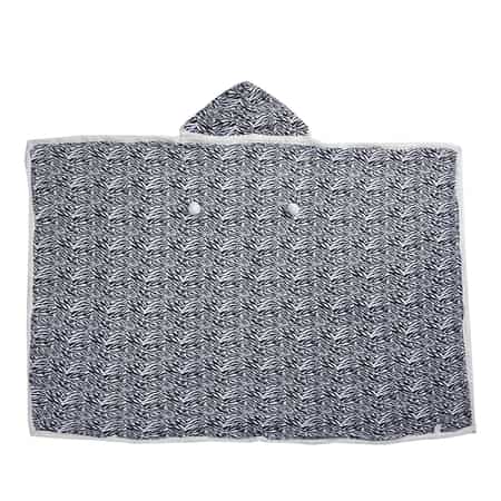 Homesmart Zebra Stripe Pattern Polyester and Sherpa Hoodie Blanket with Pom Pom image number 0