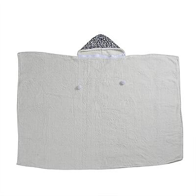 Homesmart Zebra Stripe Pattern Polyester and Sherpa Hoodie Blanket with Pom Pom