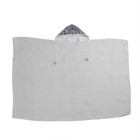 Homesmart Zebra Stripe Pattern Polyester and Sherpa Hoodie Blanket with Pom Pom image number 5