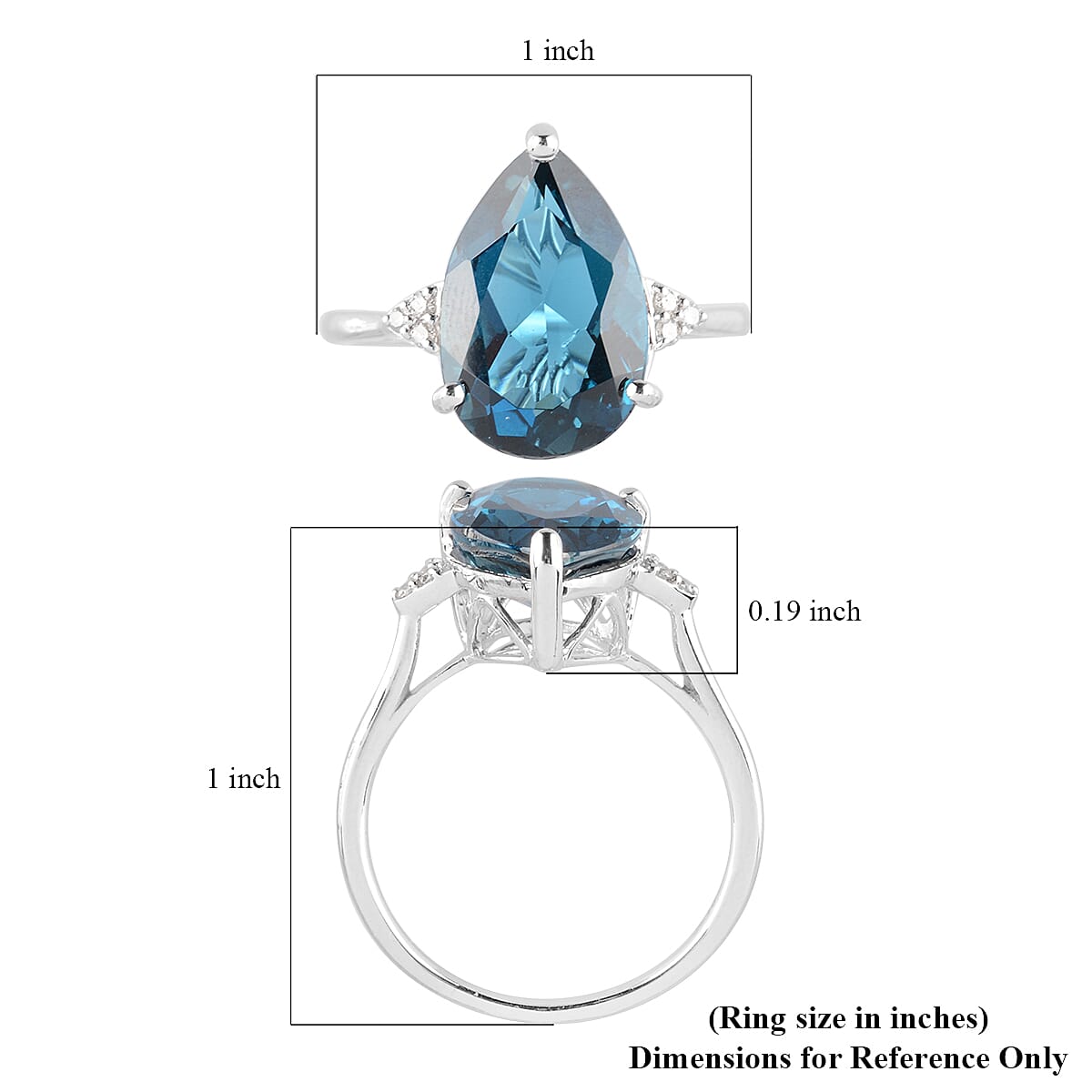 AAA London Blue Topaz and Diamond 7.15 ctw Solitaire Ring in 10K White Gold (Size 6.0)