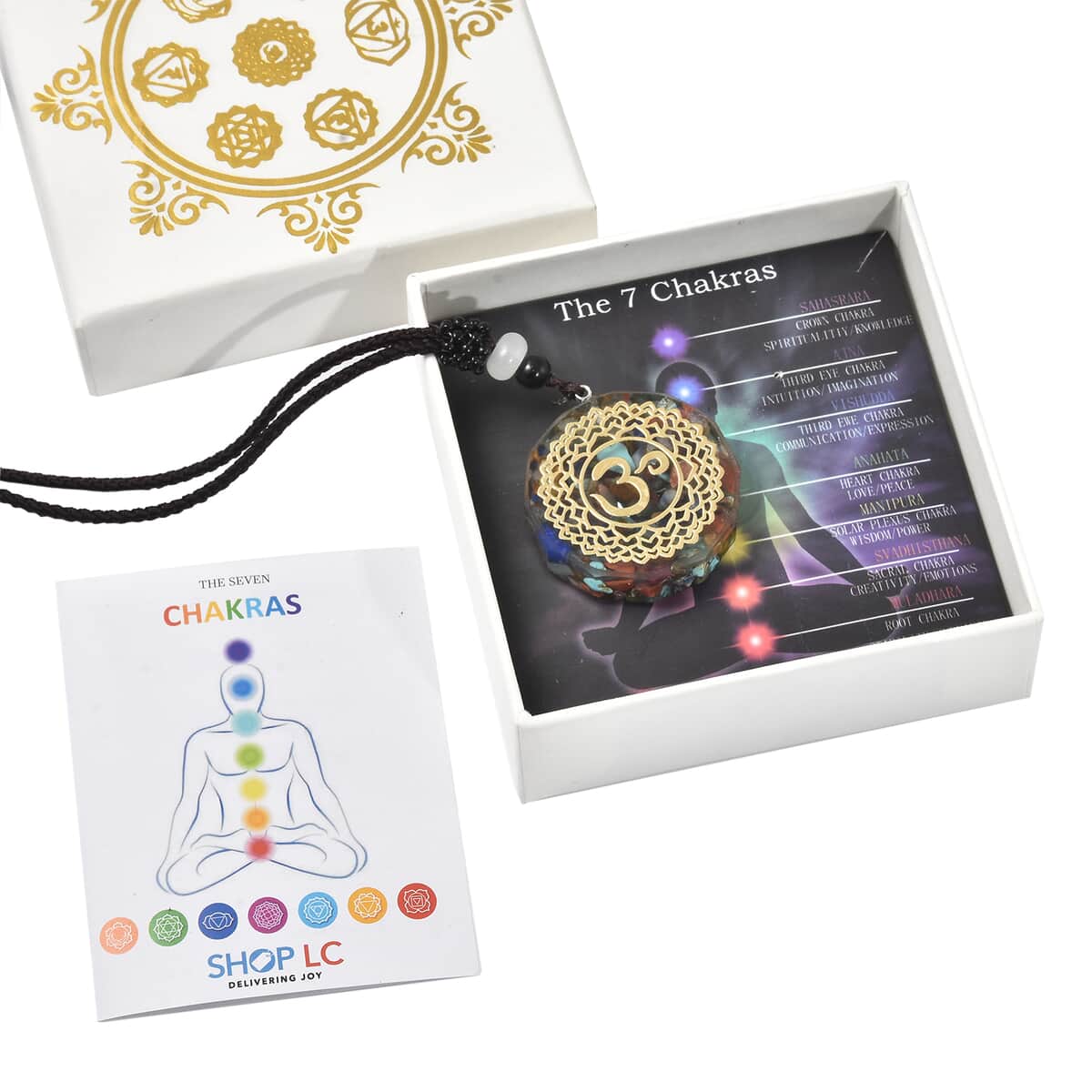 The Crown, SAHASRARA Chakra Gift Set, Multi Gemstone Necklace 24 Inches in Silvertone and Goldtone 50.00 ctw image number 3
