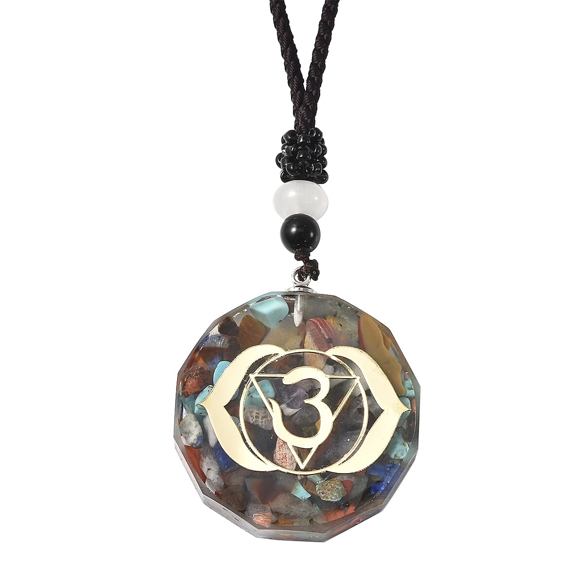 The Third Eye, AJNA Chakra Gift Set, Multi Gemstone Necklace 24 Inches in Silvertone and Goldtone 53.00 ctw image number 1