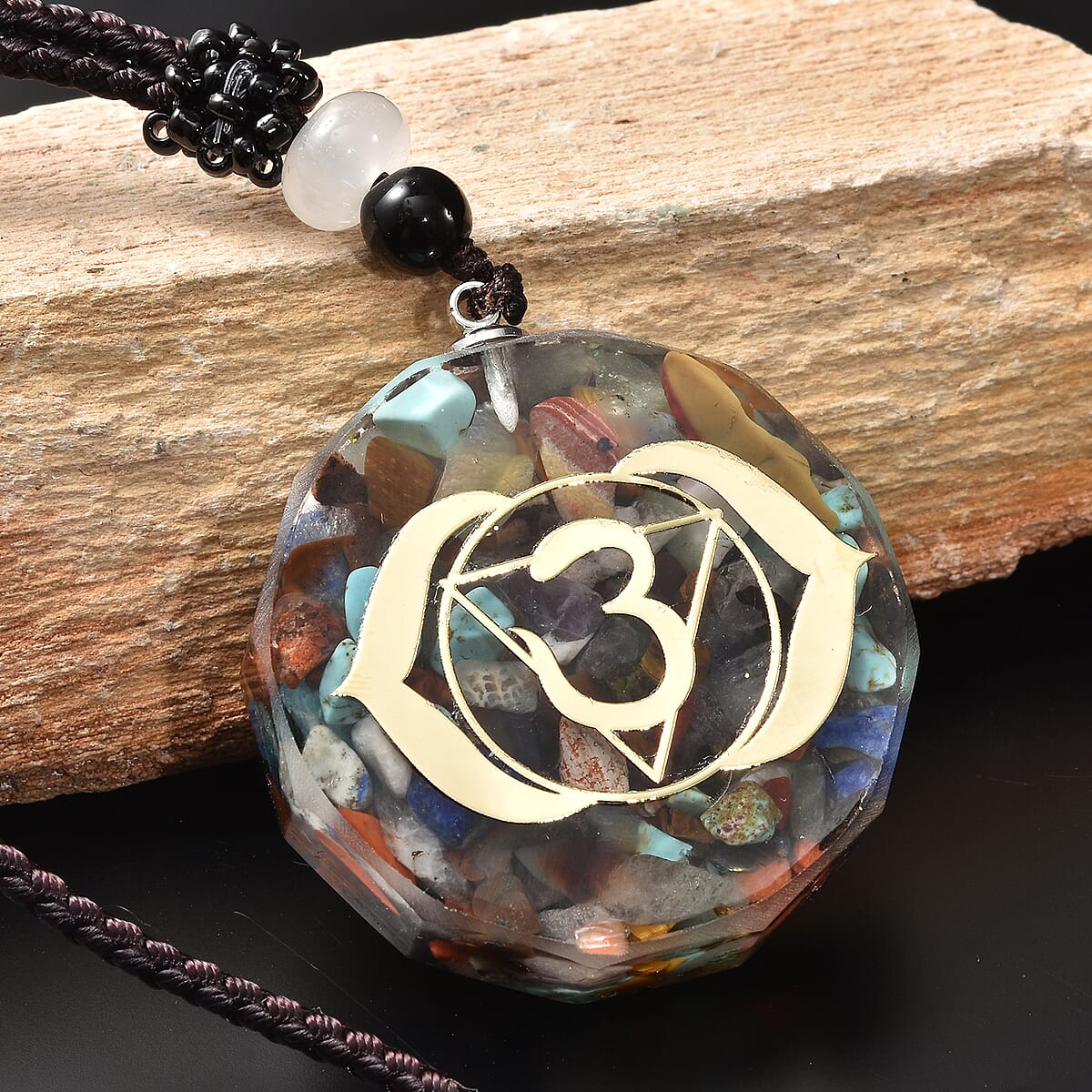 The Third Eye, AJNA Chakra Gift Set, Multi Gemstone Necklace 24 Inches in Silvertone and Goldtone 53.00 ctw image number 2