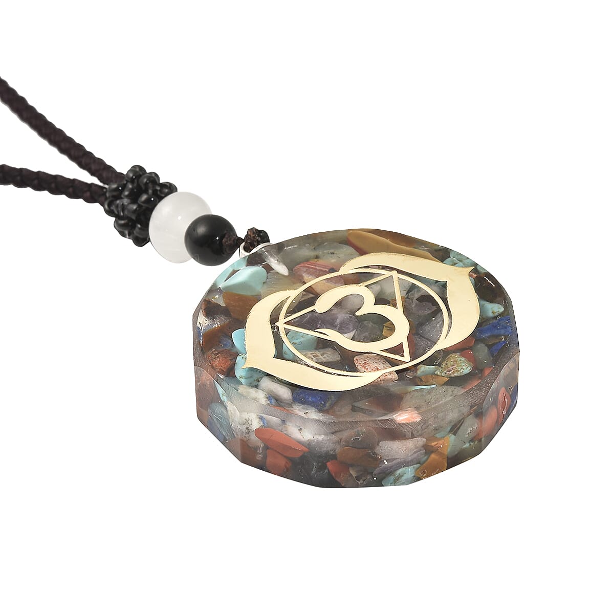 The Third Eye, AJNA Chakra Gift Set, Multi Gemstone Necklace 24 Inches in Silvertone and Goldtone 53.00 ctw image number 3