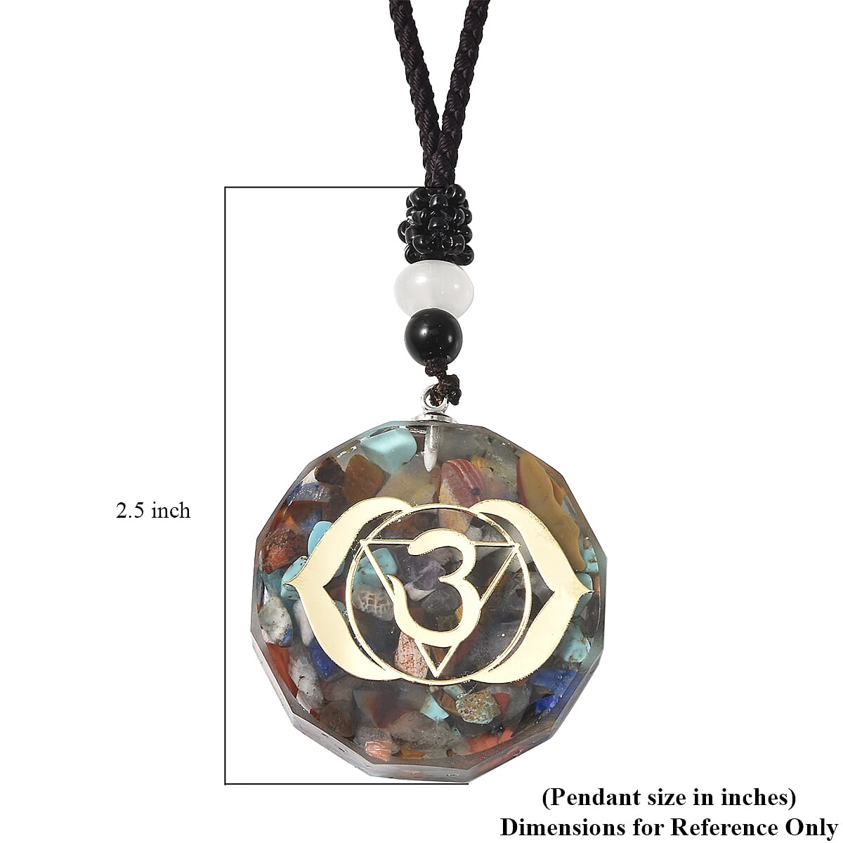The Third Eye, AJNA Chakra Gift Set, Multi Gemstone Necklace 24 Inches in Silvertone and Goldtone 53.00 ctw image number 5