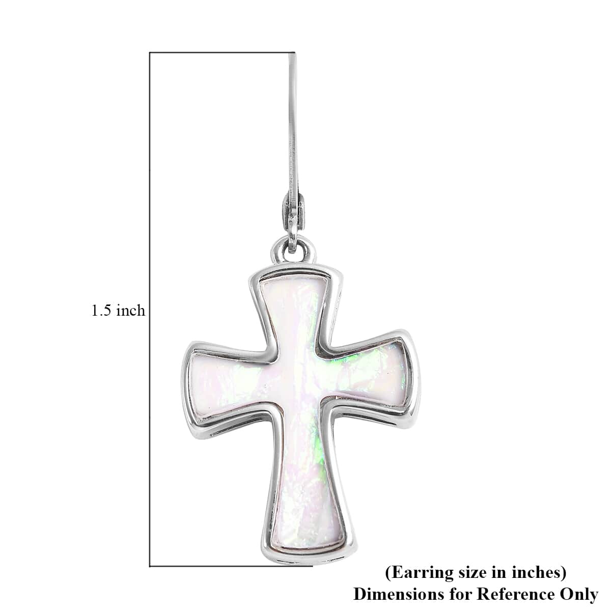 Lab Created Opal Cross Earrings in Stainless Steel image number 3