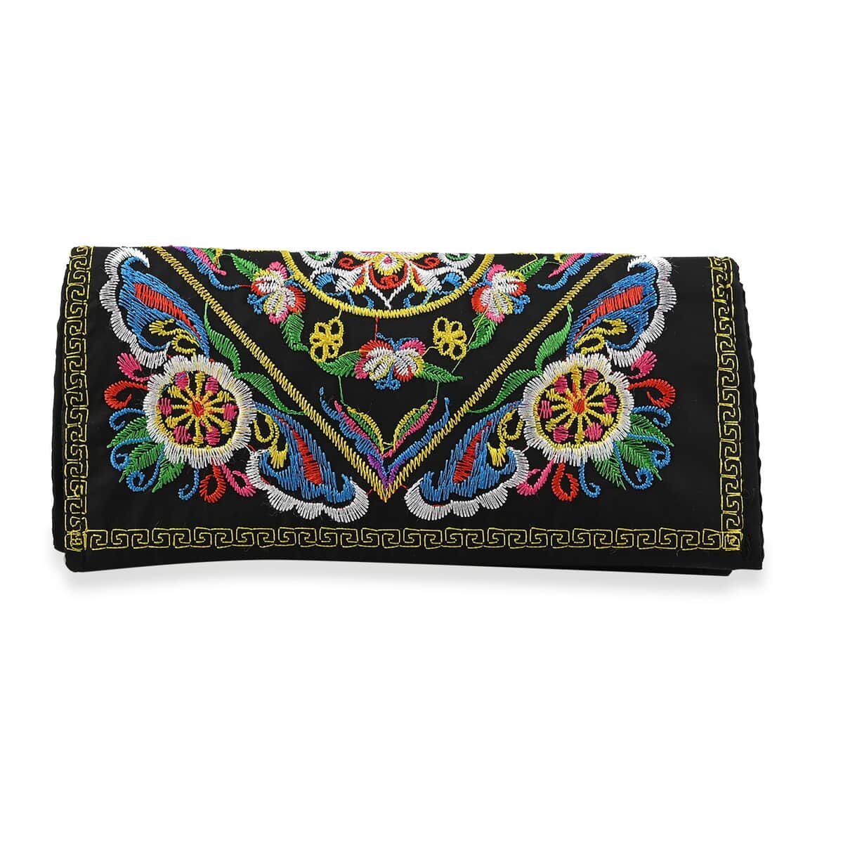 Set of 2pcs Lime Embroidery Pattern 100% Polyester Sling Bag and Wallet  image number 6