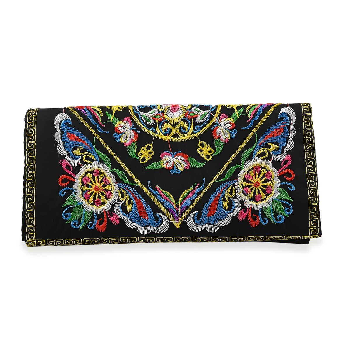 Set of 2pcs Lime Embroidery Pattern 100% Polyester Sling Bag and Wallet  image number 7