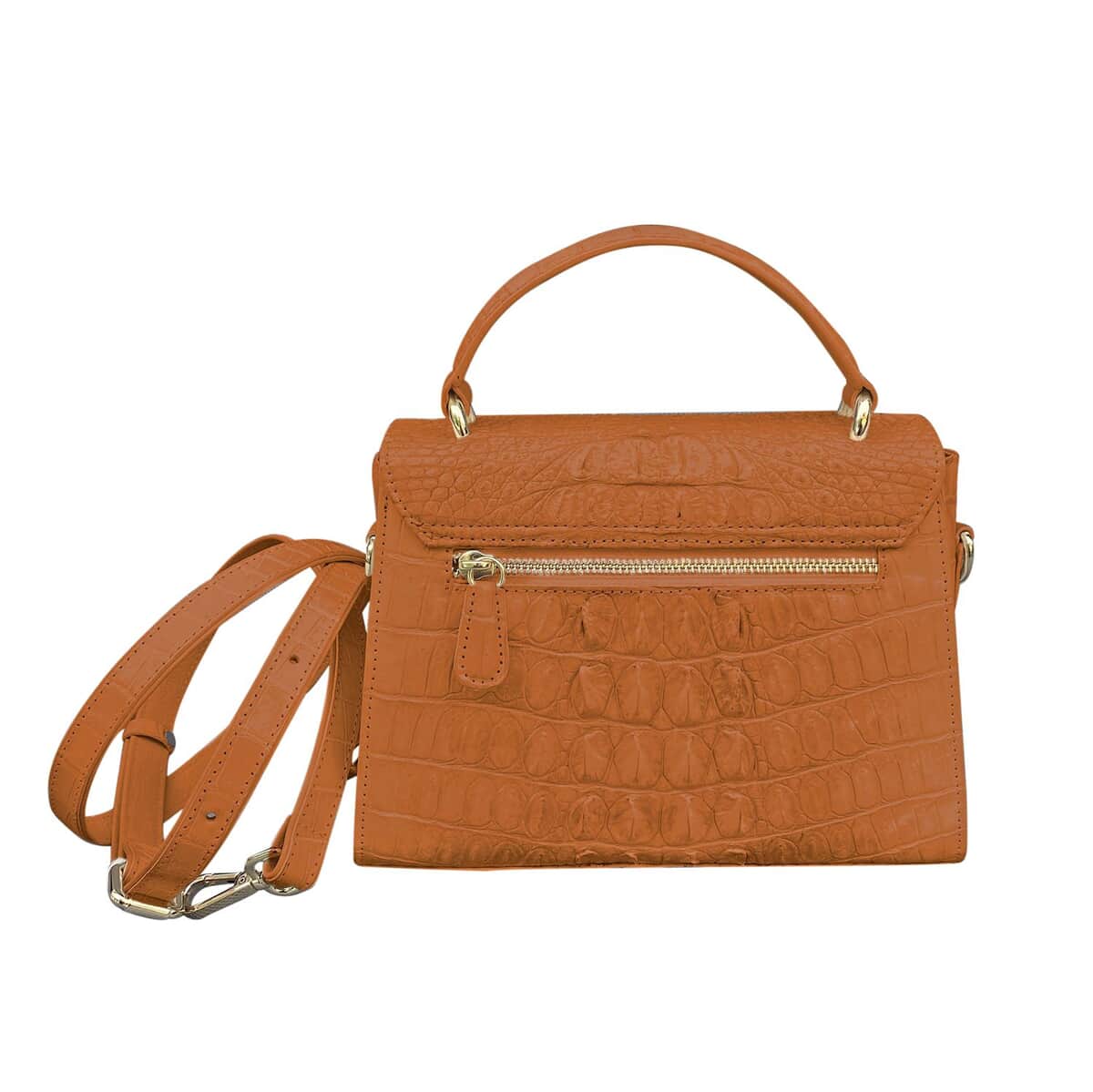 Grand Pelle Genuine Crocodile Leather Light Brown Crossbody Bag with Detachable Shoulder Strap image number 1