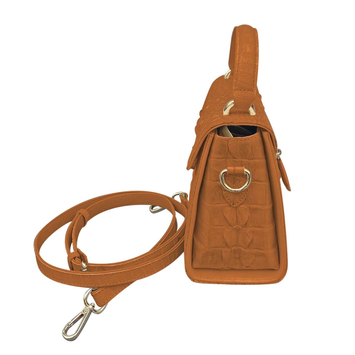 Grand Pelle Genuine Crocodile Leather Light Brown Crossbody Bag with Detachable Shoulder Strap image number 2