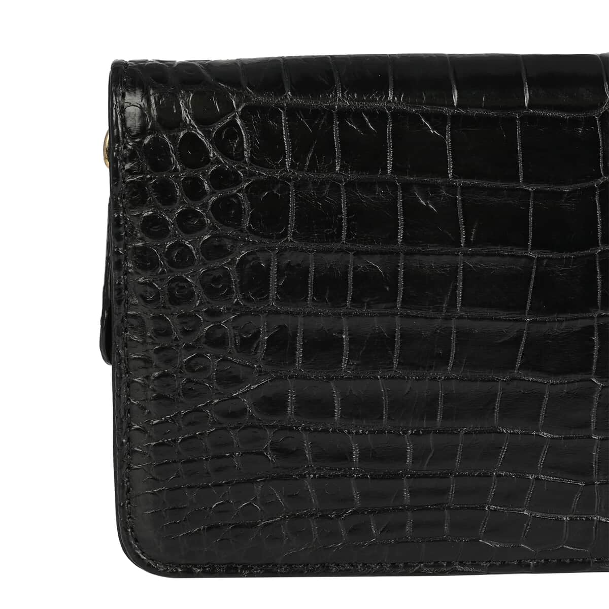 Grand Pelle Black Genuine Caiman Crocodile Leather Shell Along with Cow Leather Lining Wallet | Leather Card Holder Travel Wallet | Leather Purse for Women image number 3