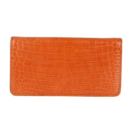 Orange GENUINE BODY OSTRICH Leather Skin Cardholder Leather 