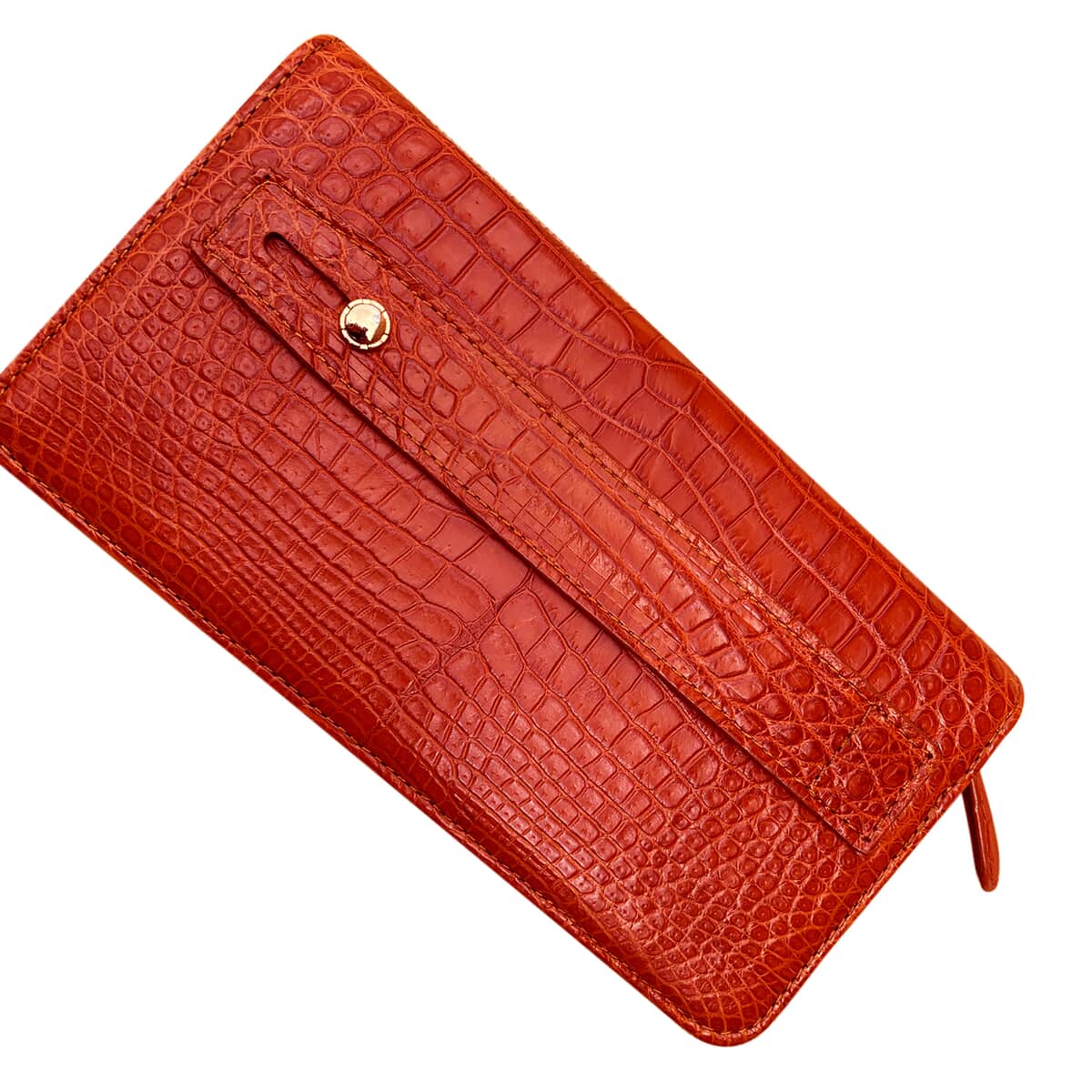 Grand Pelle Coral Genuine Caiman Crocodile Leather Shell Along with Cow Leather Lining Wallet , Leather Card Holder Travel Wallet , Leather Purse for Women image number 3