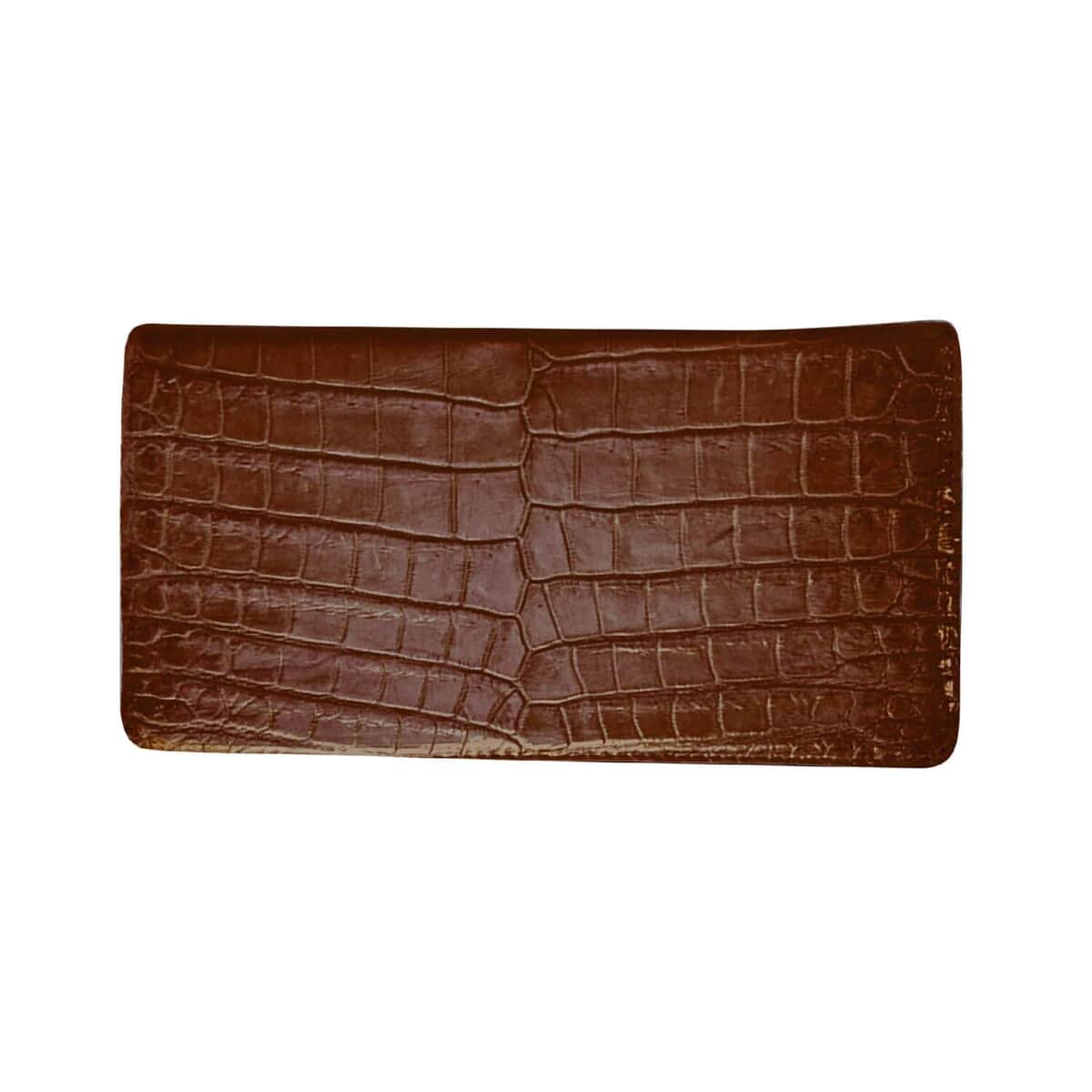 Grand Pelle Genuine Crocodile Leather Dark Chocolate Long Wallet (8.3"x4.3"x1.2") image number 0