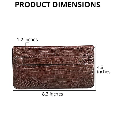 Grand Pelle Genuine Crocodile Leather Dark Chocolate Long Wallet