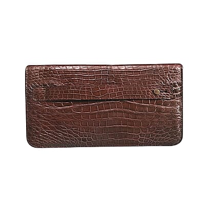 Grand Pelle Genuine Crocodile Leather Dark Chocolate Long Wallet