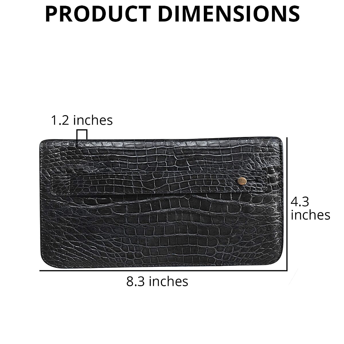 Grand Pelle Genuine Crocodile Leather Black Long Wallet image number 2
