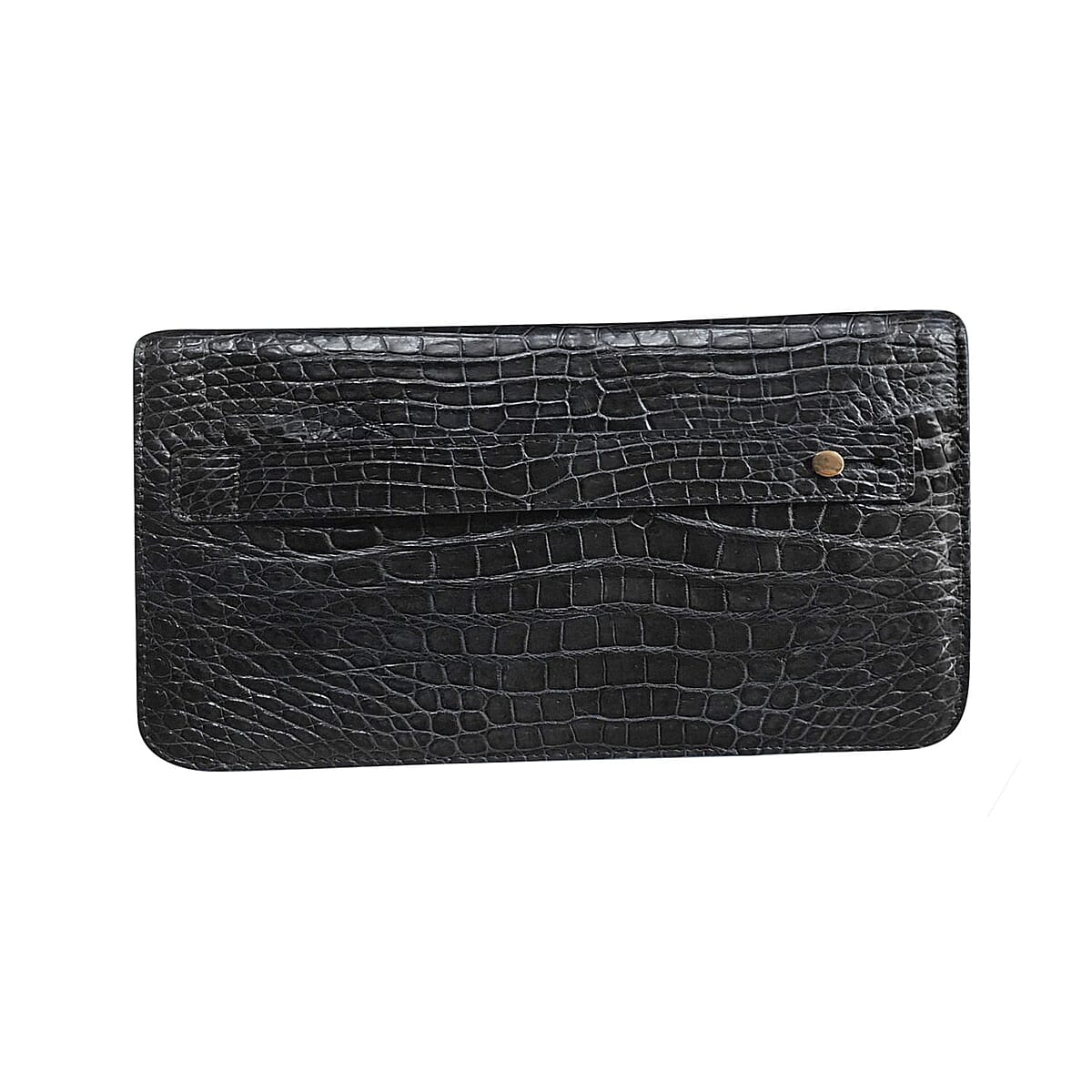 Grand Pelle Genuine Crocodile Leather Black Long Wallet image number 4