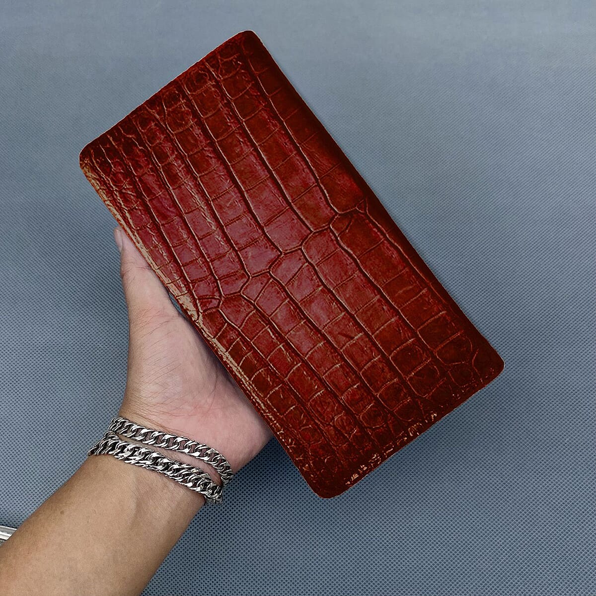 Grand Pelle Genuine Crocodile Leather Light Brown Long Wallet image number 3