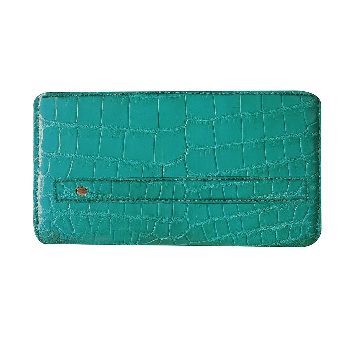 Grand Pelle Genuine Crocodile Leather Turquoise Green Long Wallet image number 4