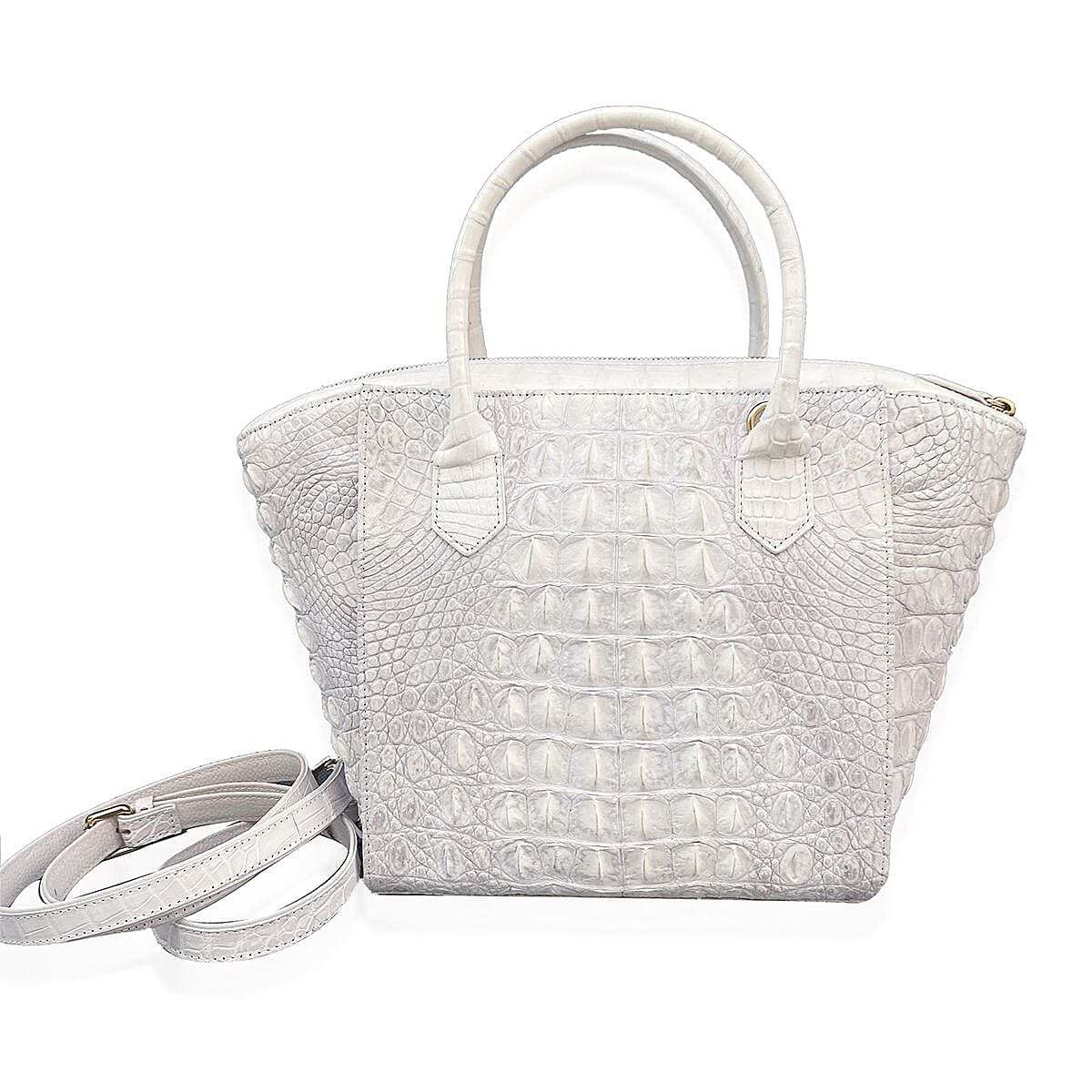 Grand Pelle Genuine Crocodile Leather Nature Color Tote Bag with Woven Strap image number 1