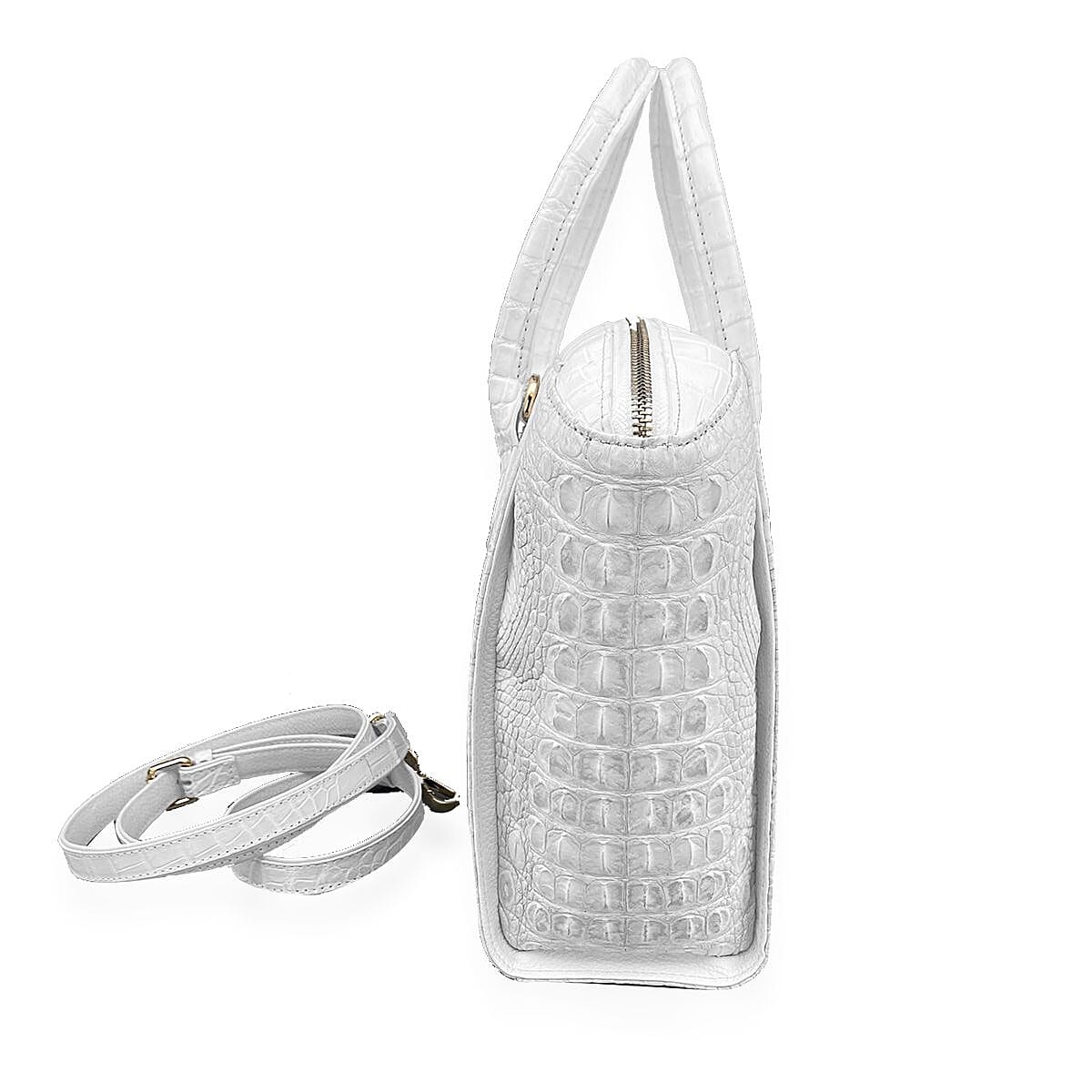 Grand Pelle Genuine Crocodile Leather Nature Color Tote Bag with Woven Strap image number 2