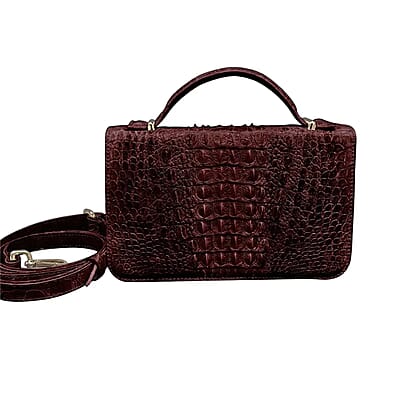 Grand Pelle Genuine Crocodile Leather Dark Chocolate Crossbody Bag with Detachable Shoulder Strap | Vintage Leather Crossbody Bag | Essential Minimalist Crossbody Bag | Utility Crossbody Bag