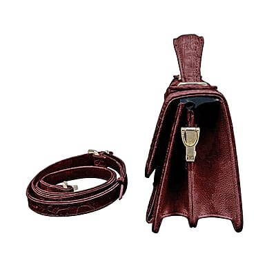 Grand Pelle Genuine Crocodile Leather Dark Chocolate Crossbody Bag with Detachable Shoulder Strap | Vintage Leather Crossbody Bag | Essential Minimalist Crossbody Bag | Utility Crossbody Bag