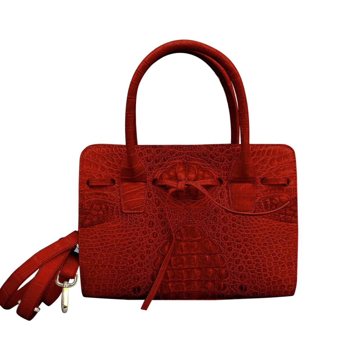 Grand Pelle Genuine Crocodile Leather Wine Tote Bag for Women with Detachable Shoulder Strap , Women's Designer Tote Bags , Leather Handbags , Leather