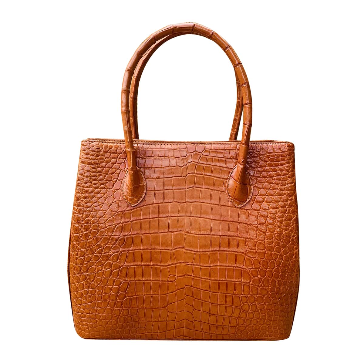 Grand Pelle Light Brown Genuine Caiman Crocodile Leather Shell Along with Cow Leather Lining Tote Bag for Women | Women's Designer Tote Bags | Leather Handbags | Leather Purse image number 0