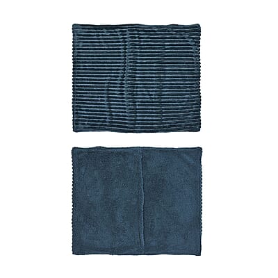 Homesmart Green Stripe Pattern Flannel and Sherpa Comforter and Pillow Cover -Queen