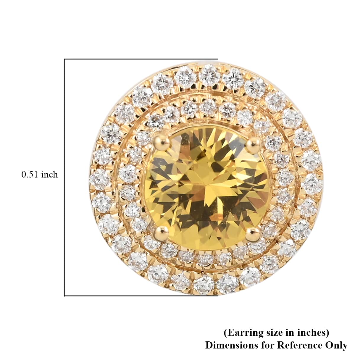 Certified Iliana 18K Yellow Gold AAA Yellow Sapphire and G-H SI Diamond Double Halo Stud Earrings 5 Grams 2.45 ctw image number 3