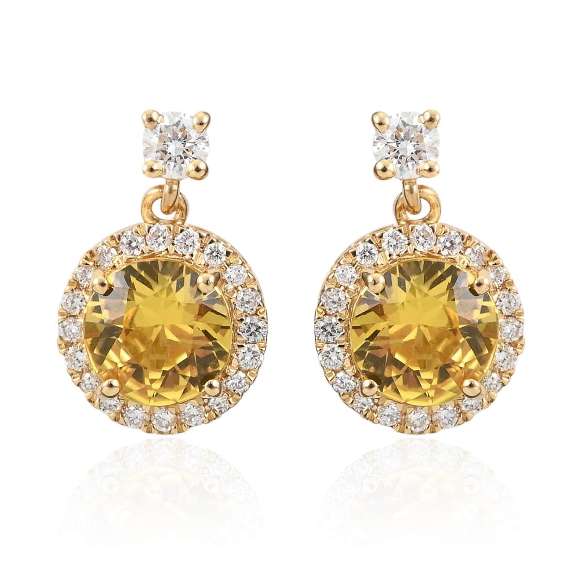 Certified Iliana 18K Yellow Gold AAA Yellow Sapphire and G-H SI Diamond Earrings 2.40 ctw image number 0