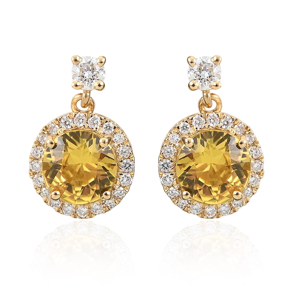 Certified Iliana 18K Yellow Gold AAA Yellow Sapphire and G-H SI Diamond Earrings 2.40 ctw image number 0