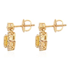 Certified and Appraised Iliana AAA Madagascar Yellow Sapphire and G-H SI Diamond 2.40 ctw Earrings in 18K Yellow Gold