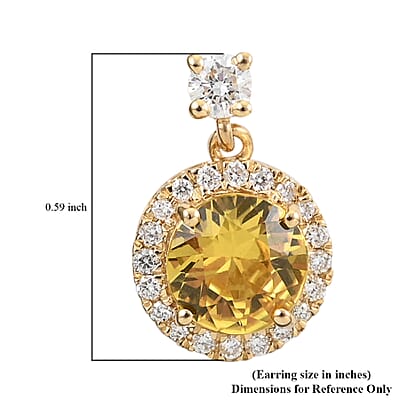 Certified and Appraised Iliana AAA Madagascar Yellow Sapphire and G-H SI Diamond 2.40 ctw Earrings in 18K Yellow Gold