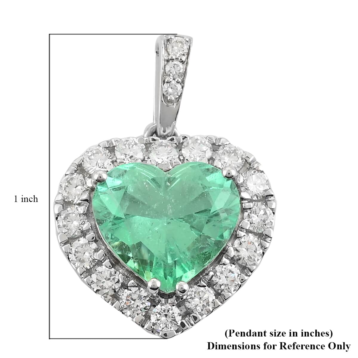 SUMMER DEALS RHAPSODY 950 Platinum AAAA Boyaca Colombian Emerald and E-F VS Diamond Heart Pendant 5.54 Grams 5.15 ctw image number 2