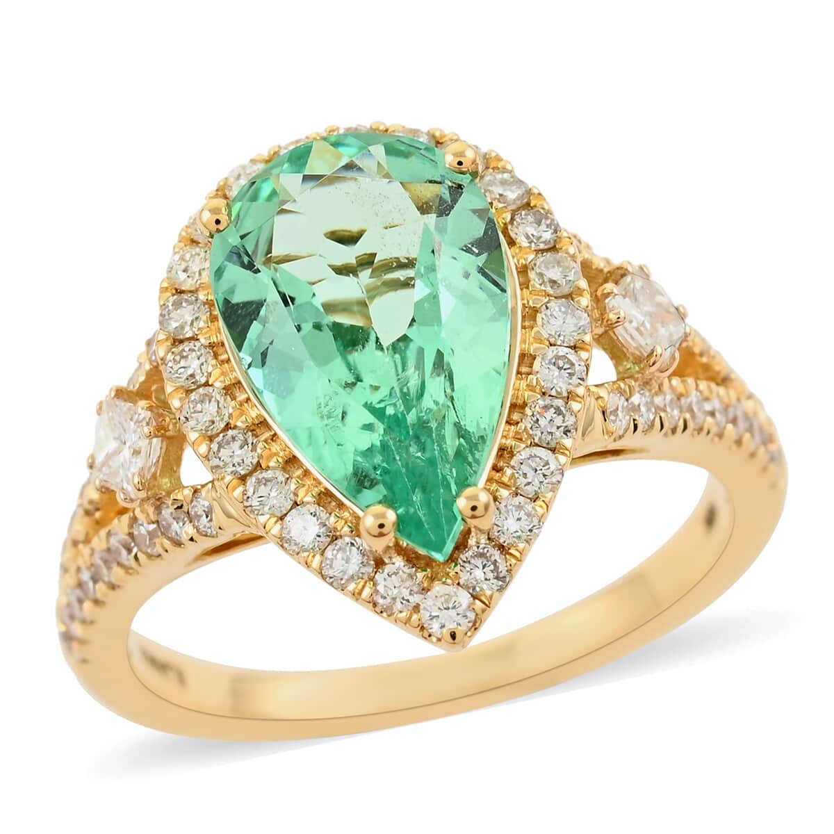 One Of A Kind ILIANA 18K Yellow Gold AAA Boyaca Colombian Emerald and G-H SI Diamond Ring (Size 7.0) 5.30 Grams 2.90 ctw image number 0
