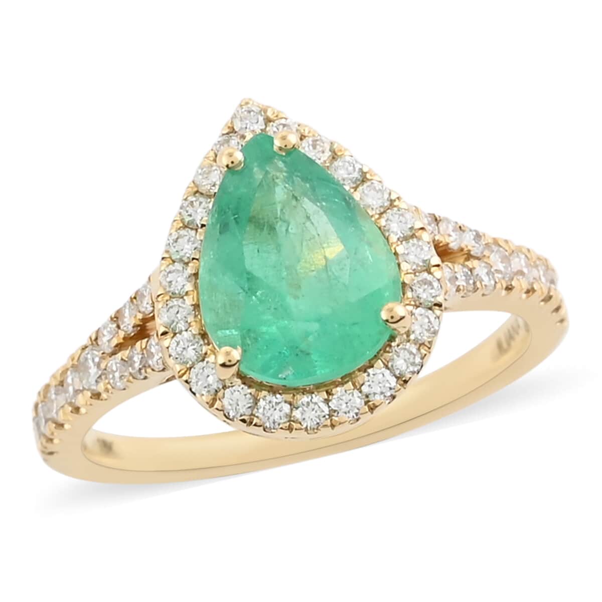 Iliana 18K Yellow Gold AAA Boyaca Colombian Emerald and G-H SI Diamond Ring (Size 6.0) 1.90 ctw image number 0