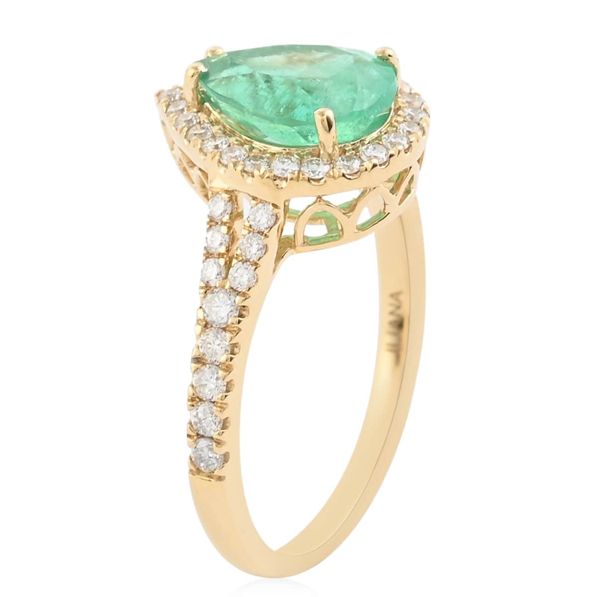 Iliana 18K Yellow Gold AAA Boyaca Colombian Emerald and G-H SI Diamond Ring (Size 6.0) 1.90 ctw image number 2