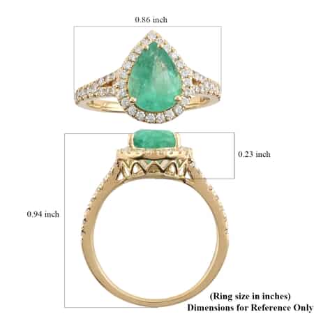Iliana 18K Yellow Gold AAA Boyaca Colombian Emerald and G-H SI Diamond Ring (Size 6.0) 1.90 ctw image number 3