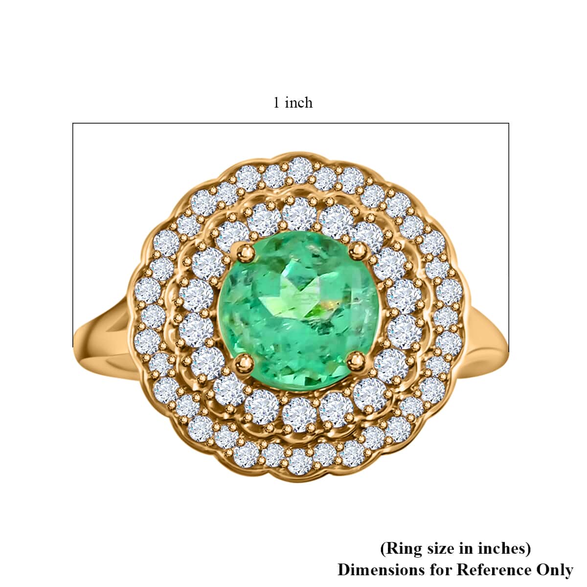 ILIANA AAA Boyaca Colombian Emerald and Diamond G-H SI Cocktail Ring in 18K Yellow Gold 5.34 Grams 2.20 ctw image number 3