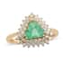 Iliana 18K Yellow Gold AAA Boyaca Colombian Emerald and G-H SI Diamond) Halo Ring (Size 7.0) 1.50 ctw image number 0
